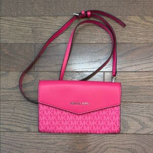 Michael Kors Vibrant Pink Clutch with optional shoulder strap, NWOT
